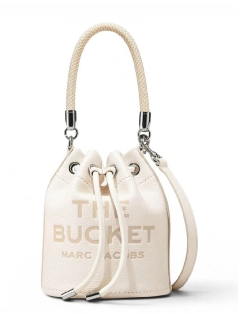 Marc Jacobs Light Gray The Bucket Leather Crossbody Bag